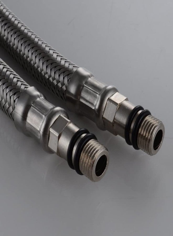 JAGGER أنبوب توصيل من الفولاذ المقاوم للصدأ الثقيل من جاغر لخلاط حوض الغسيل، أنبوب توصيل لخرطوم حوض الغسيل (فضي، 24 بوصة) - عبوة من (2) - Image 3